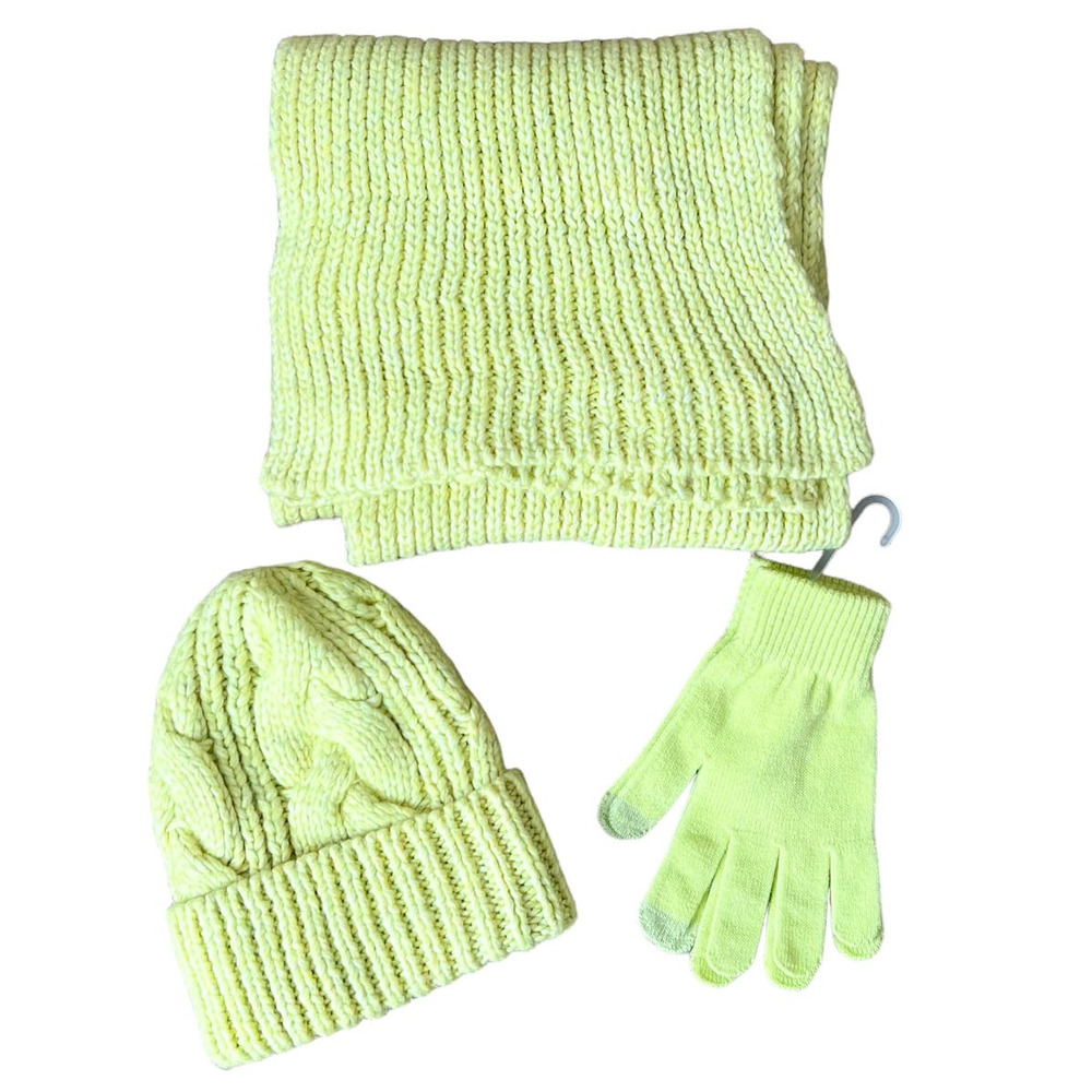 NWT Old Navy Bright Yellow Scarf Glove Hat Set